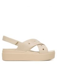 Crocs Sandały Brooklyn 4U Cross Strap Sandal 212254 Beżowy. Brązowe sandały Crocs, bez wzorów, z tworzywa sztucznego, bez obcasa, na koturnie, bez zapięcia. Za 249.99 zł.