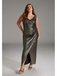 SWING Sukienka w kolorze khaki rozmiar: 42. Brązowe sukienki Swing, bez wzorów, bez kołnierzyka, bez ramiączek, maxi. Za 274.75 zł.