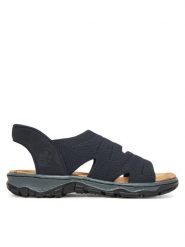Rieker Sandały 68895-14 Granatowy. Niebieskie sandały Rieker, bez wzorów, z materiału, bez obcasa, na płaskiej podeszwie, bez zapięcia. Za 329.99 zł.
