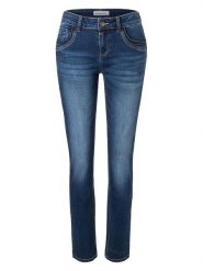 Timezone Dżinsy "Tahila" - Slim fit - w kolorze granatowym rozmiar: W30/L30. Niebieskie jeansy Timezone, l, z aplikacjami. Za 123.25 zł.