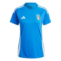 Koszulka Italy 24 Home Fan. Niebieskie bluzki Adidas, m, bez wzorów, z materiału, sportowe, bez kołnierzyka, bez ramiączek. W wyprzedaży za 231.75 zł.