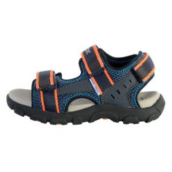 Sandały GEOX JR SANDAL STRADA A Niebieski. Brązowe sandały Geox, bez wzorów, ze skóry, bez obcasa, bez zapięcia. Za 152.99 zł.