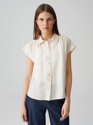 OPUS Bluzka w kolorze beżowym rozmiar: 36. Brązowe bluzki Opus, bez wzorów, bez kołnierzyka, bez ramiączek. Za 135.95 zł.