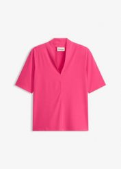 Bluzka z kołnierzem ze stójką. Czerwone bluzki bonprix, bez wzorów, eleganckie, bez kołnierzyka, bez ramiączek. Za 37.99 zł.