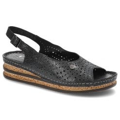 Granatowe Sandały Pollonus Wygodne Skórzane Buty Damskie. Niebieskie sandały Pollonus, bez wzorów, ze skóry, klasyczne, bez obcasa, na obcasie, bez zapięcia. Za 165.00 zł.