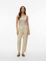 Vero Moda Top w kolorze beżowym rozmiar: S. Brązowe topy Vero Moda, s, z aplikacjami, prążkowane, bez kołnierzyka, bez ramiączek. Za 57.60 zł.