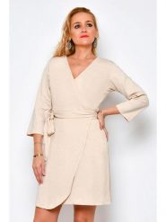 Tarifa Sukienka w kolorze beżowym rozmiar: XL. Brązowe sukienki Tarifa, na co dzień, xl, bez wzorów, z bawełny, bez kołnierzyka, bez ramiączek, midi, proste. Za 74.81 zł.