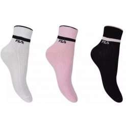 Fila skarpetki 3-pack quarter biały/róż 35-38. Czarne skarpety Fila, bez wzorów. Za 136.99 zł.