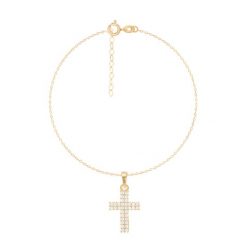 Bransoletka ze złota próby 375 z zawieszką w kształcie krzyża o wielkości 1,5 cm na łańcuszku Forza. Żółte bransoletki Lilou, z cyrkonią, złote. Za 696.00 zł.