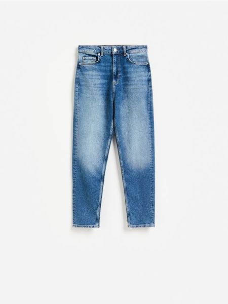 Jeansy mom slim - granatowy. Niebieskie jeansy Reserved, bez wzorów. Za 139.99 zł.
