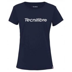 Koszulka tenisowa T-shirt damska Tecnifibre Club Cotton Tee. Niebieskie koszulki sportowe TECNIFIBRE, bez wzorów, bez ramiączek, tenisowe. Za 99.99 zł.