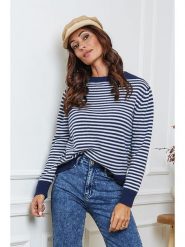 So Cachemire Sweter "Dweg" w kolorze granatowo-białym rozmiar: XL. Niebieskie swetry So Cachemire, xl, bez wzorów, z kaszmiru, bez ramiączek. Za 196.70 zł.