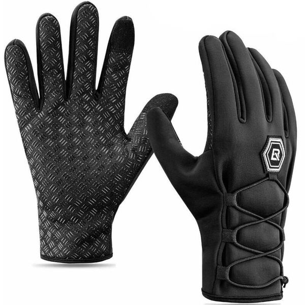 Rękawiczki rowerowe zimowe dla dorosłych Rockbros S077-6BK. Czarne obuwie sportowe ROCKBROS, bez wzorów, sportowe. Za 55.00 zł.