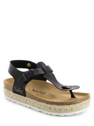 Sunbay Skórzane japonki "Yarrow" w kolorze czarnym rozmiar: 42. Czarne klapki Sunbay, bez wzorów, ze skóry, z otwartym noskiem, bez obcasa, na platformie. Za 221.95 zł.