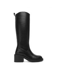 JENNY Kozaki CEO-HY80171S-1 Czarny. Czarne kozaki Jenny, z materiału, bez obcasa, na słupku, bez zapięcia. Za 229.99 zł.