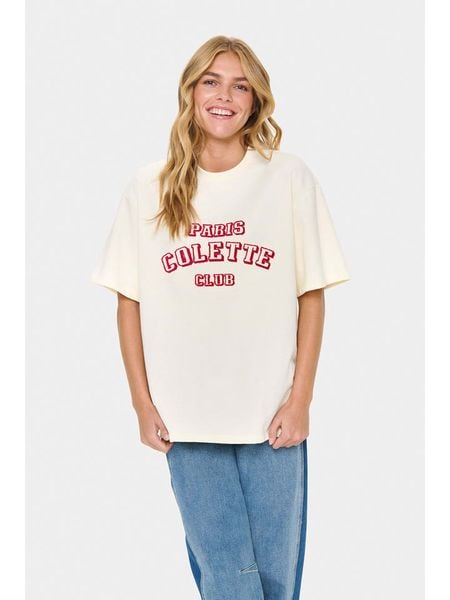 SAINT TROPEZ Koszulka w kolorze kremowym rozmiar: XL. Brązowe bluzki Saint Tropez, xl, bez wzorów, bez kołnierzyka, bez ramiączek. Za 104.99 zł.