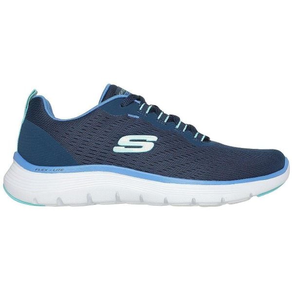 Buty sportowe damskie Skechers Flex Appeal 5.0. Niebieskie obuwie sportowe Skechers, bez zapięcia. Za 390.00 zł.