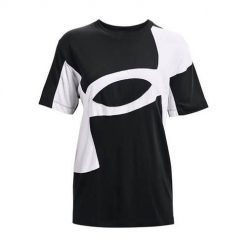 Koszulka sportowa damska Under Armour Live Graphic Pre Fall SS. Czarne koszulki sportowe Under Armour, bez wzorów, z bawełny, bez ramiączek, trekkingowe. Za 264.00 zł.