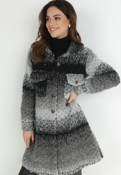 Szary Płaszcz Wełniany Yoralin. Szare płaszcze Born2be, na jesień, bez wzorów, z dzianiny, bez kaptura. Za 69.99 zł.