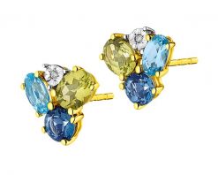 Kolczyki z żółtego złota z diamentami, peridotami i topazami - próba 375. Żółte kolczyki Apart, z diamentem, złote. Za 1,159.00 zł.