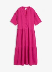 Sukienka midi z miękkiego muślinu. Czarne sukienki bonprix, bez wzorów, bez kołnierzyka, bez ramiączek, midi. Za 147.99 zł.