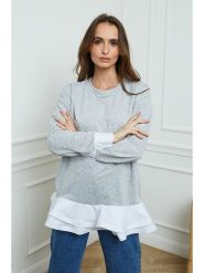 Joséfine Bluza "Tamara" w kolorze szaro-białym rozmiar: L. Szare bluzy Joséfine, l, bez wzorów, z bawełny, bez kaptura. Za 192.40 zł.