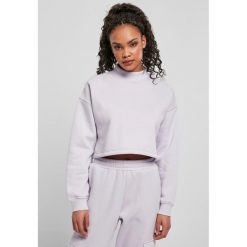 Bluza damska Urban Classics cropped oversized high neck crew. Fioletowe bluzy Urban Classics, bez wzorów, bez kaptura. Za 183.50 zł.