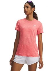 Under Armour Koszulka sportowa "Twist" w kolorze koralowym rozmiar: S. Czerwone koszulki sportowe Under Armour, bez wzorów, z materiału, bez ramiączek, outdoorowe. Za 85.95 zł.