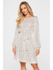 Made of emotion Sukienka w kolorze szampańskim rozmiar: XL. Szare sukienki Made Of Emotion, xl, bez wzorów, bez kołnierzyka, bez ramiączek, mini. Za 367.95 zł.