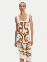 Versace Jeans Couture Sukienka codzienna 78HAO9P6 Biały Slim Fit. Białe sukienki Versace Jeans Couture, na co dzień, bez wzorów, z jeansu, bez kołnierzyka, bez ramiączek, proste. Za 779.99 zł.