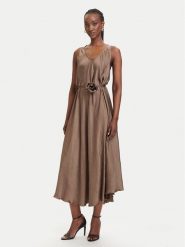 Marella Sukienka letnia Alcool 2613221015 Beżowy Regular Fit. Brązowe sukienki Marella, na lato, bez wzorów, z acetatu, bez kołnierzyka, bez ramiączek. Za 1,269.00 zł.