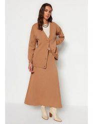 Trendyol 2-częściowy zestaw w kolorze jasnobrązowym rozmiar: L. Brązowe swetry Trendyol, l, bez wzorów, bez ramiączek. Za 130.81 zł.