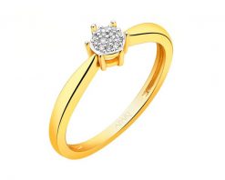 Pierścionek z żółtego złota z diamentami - 0,02 ct - próba 585. Żółte pierścionki Apart, z diamentem, złote. Za 1,990.00 zł.