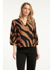 Smashed Lemon Bluzka w kolorze jasnobrązowo-czarnym rozmiar: XL. Brązowe bluzki Smashed Lemon, xl, bez wzorów, bez kołnierzyka, bez ramiączek. Za 92.95 zł.