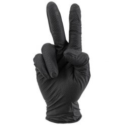 Rękawice warsztatowe z nitrilu, o diamentowej teksturze, typu łuski rybie, odpor. Czarne rękawiczki SELECTION P2R, bez wzorów, sportowe. Za 203.00 zł.