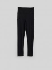 4F LEGGINSY CAS L. Czarne legginsy 4f, l, bez wzorów, z dzianiny, z podwyższonym stanem. Za 99.99 zł.