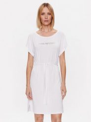 Emporio Armani Sukienka codzienna 262728 3R314 00010 Biały Regular Fit. Białe sukienki Emporio Armani, na co dzień, m, bez wzorów, z wiskozy, bez kołnierzyka, bez ramiączek, proste. Za 529.99 zł.
