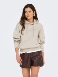 ONLY Bluza w kolorze beżowym rozmiar: XL. Brązowe bluzy Only, xl, bez wzorów, z kapturem. Za 105.63 zł.