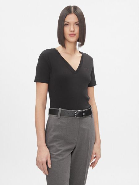 Tommy Hilfiger T-Shirt New Cody WW0WW40584 Czarny Slim Fit. Czarne t-shirty TOMMY HILFIGER, m, bez wzorów, z bawełny, bez kołnierzyka, bez ramiączek. Za 209.99 zł.