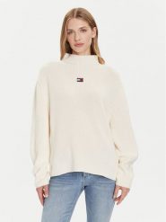 Tommy Jeans Sweter Badge DW0DW21676 Écru Relaxed Fit. Swetry Tommy Jeans, xs, bez wzorów, z bawełny, bez ramiączek. Za 429.99 zł.