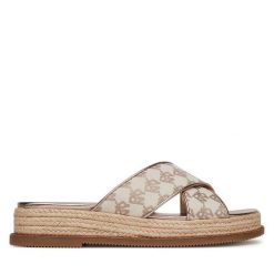Klapki DKNY. Brązowe espadryle DKNY, bez wzorów, bez obcasa. Za 267.99 zł.