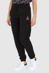 KENZO Czarne spodnie dresowe damskie z kwiatkiem, Rozmiar L. Czarne spodnie dresowe Kenzo, l, bez wzorów, z dresówki. W wyprzedaży za 599.99 zł.
