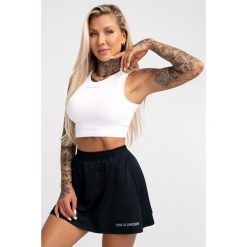 Top fitness damski Gym Glamour wiązany. Białe koszulki sportowe GYM GLAMOUR, bez wzorów, bez ramiączek, na fitness i siłownię. Za 99.99 zł.