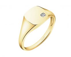 Pierścionek z żółtego złota z diamentem - sygnet - 0,004 ct - próba 375. Żółte pierścionki Apart, z diamentem, złote. Za 1,190.00 zł.