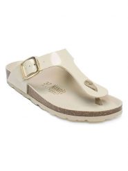 Mandel Japonki w kolorze kremowym rozmiar: 37. Brązowe klapki Mandel, bez wzorów, z otwartym noskiem, bez obcasa. Za 121.99 zł.