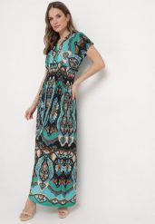 Zielona Sukienka Maxi w Stylu Boho z Elastycznej Wiskozy Arnevia. Zielone sukienki Born2be, na co dzień, s, bez wzorów, z wiskozy, boho, bez kołnierzyka, bez ramiączek, maxi, dopasowane. Za 49.99 zł.
