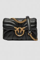 PINKO Czarna torebka Love Puff Mini CL. Czarne kopertówki Pinko, bez wzorów, ze skóry, pikowane, bez dodatków. W wyprzedaży za 1,039.99 zł.