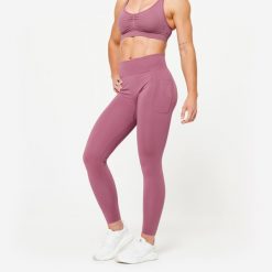 Legginsy fitness damskie Domyos Push Up. Legginsy DOMYOS, l, bez wzorów, z elastanu. W wyprzedaży za 79.99 zł.