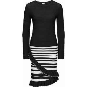 Sukienka bonprix czarno-biały. Czarne sukienki bonprix, bez wzorów, z dzianiny, bez kołnierzyka, bez ramiączek. Za 149.99 zł.