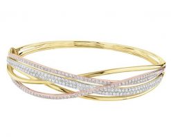 Bransoletka z żółtego, białego i różowego złota z brylantami - 2,30 ct - próba 585. Białe bransoletki Apart, z brylantem, złote. Za 38,990.00 zł.